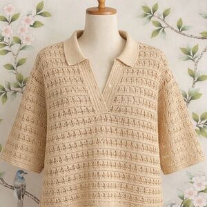 NWT CROCHET-LOOK PULLOVER SHIRT XXL